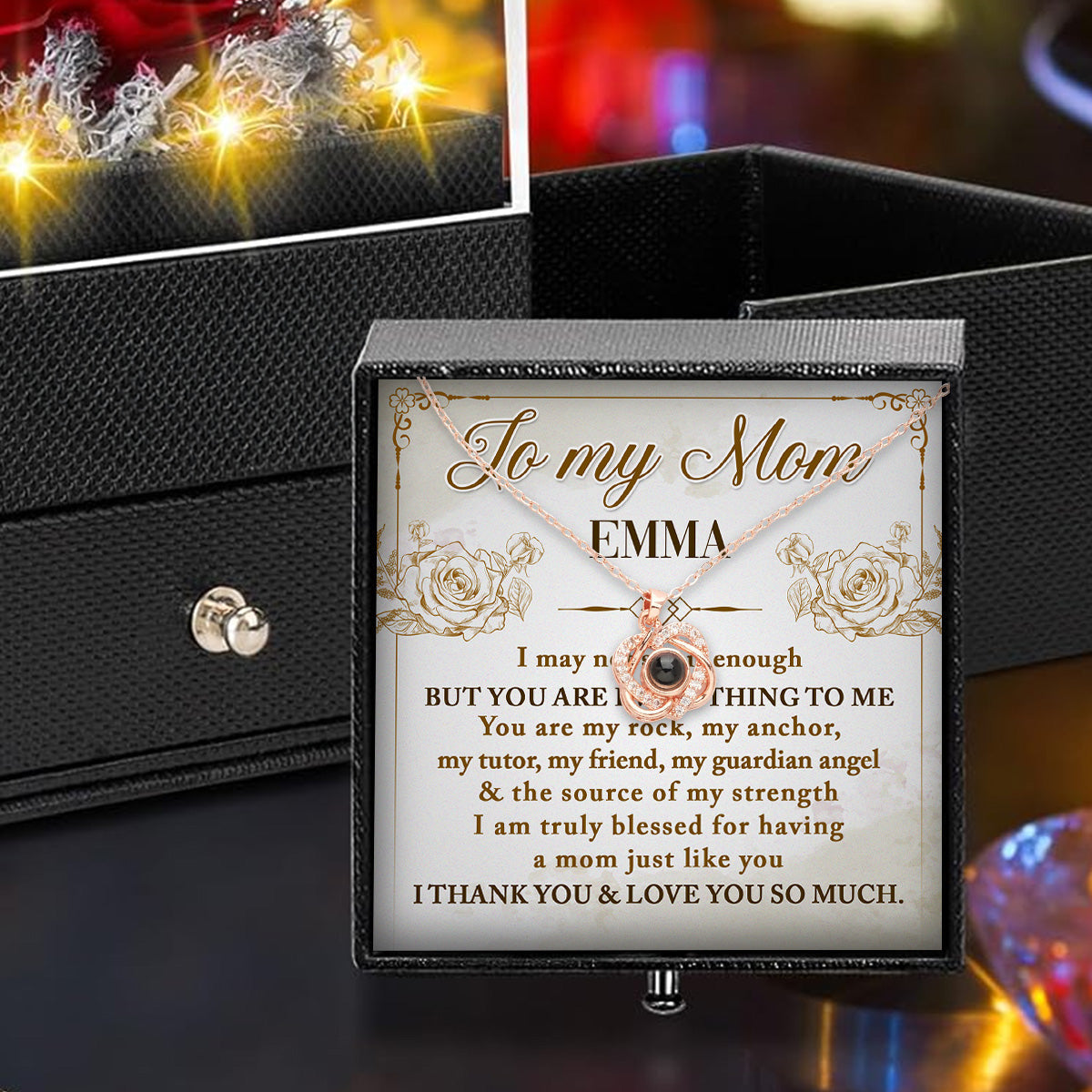 You Are Everything To Me - Personalized Custom Preserved Rose With Projection Necklace