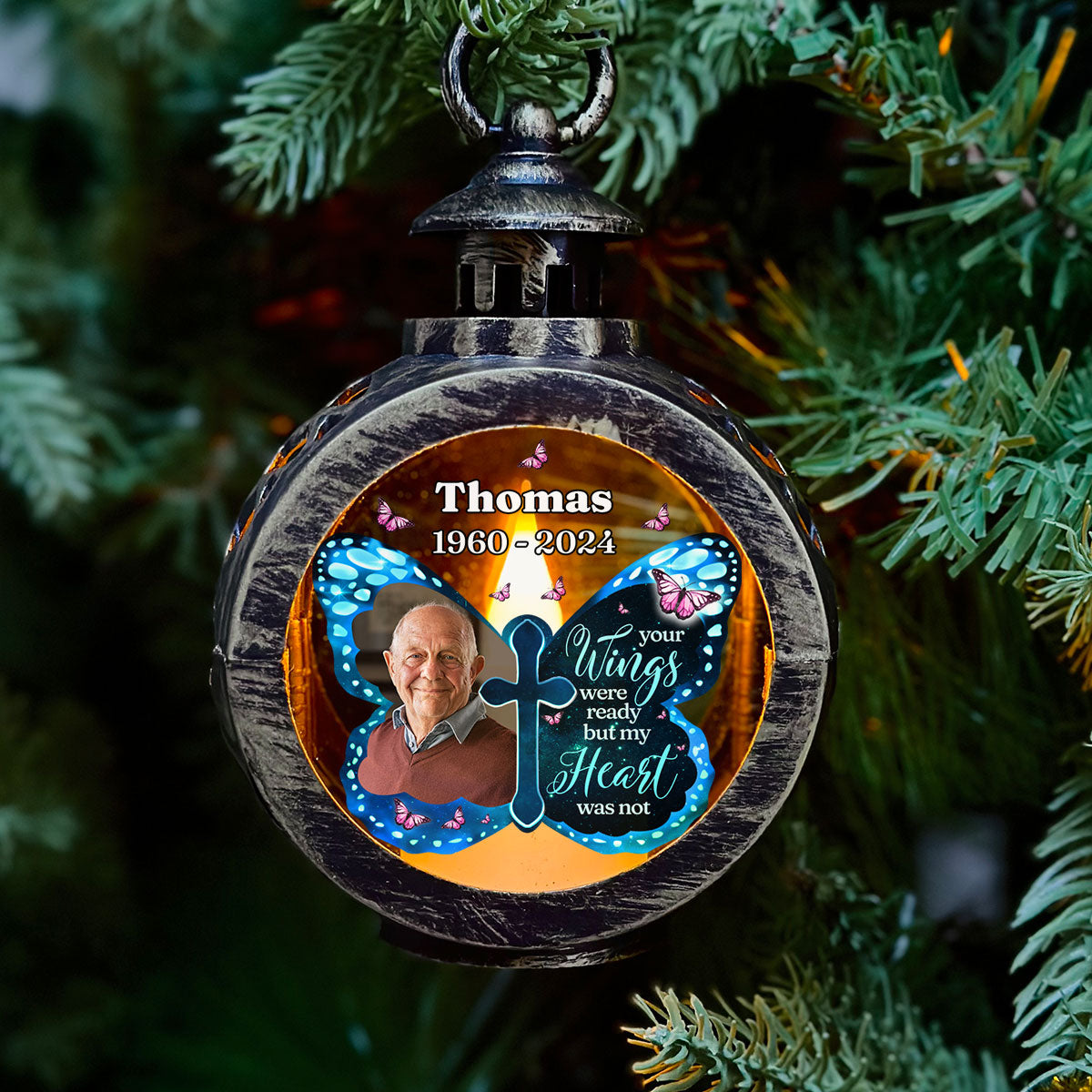 Your Wings Were Ready - Personalized Custom Christmas Lantern