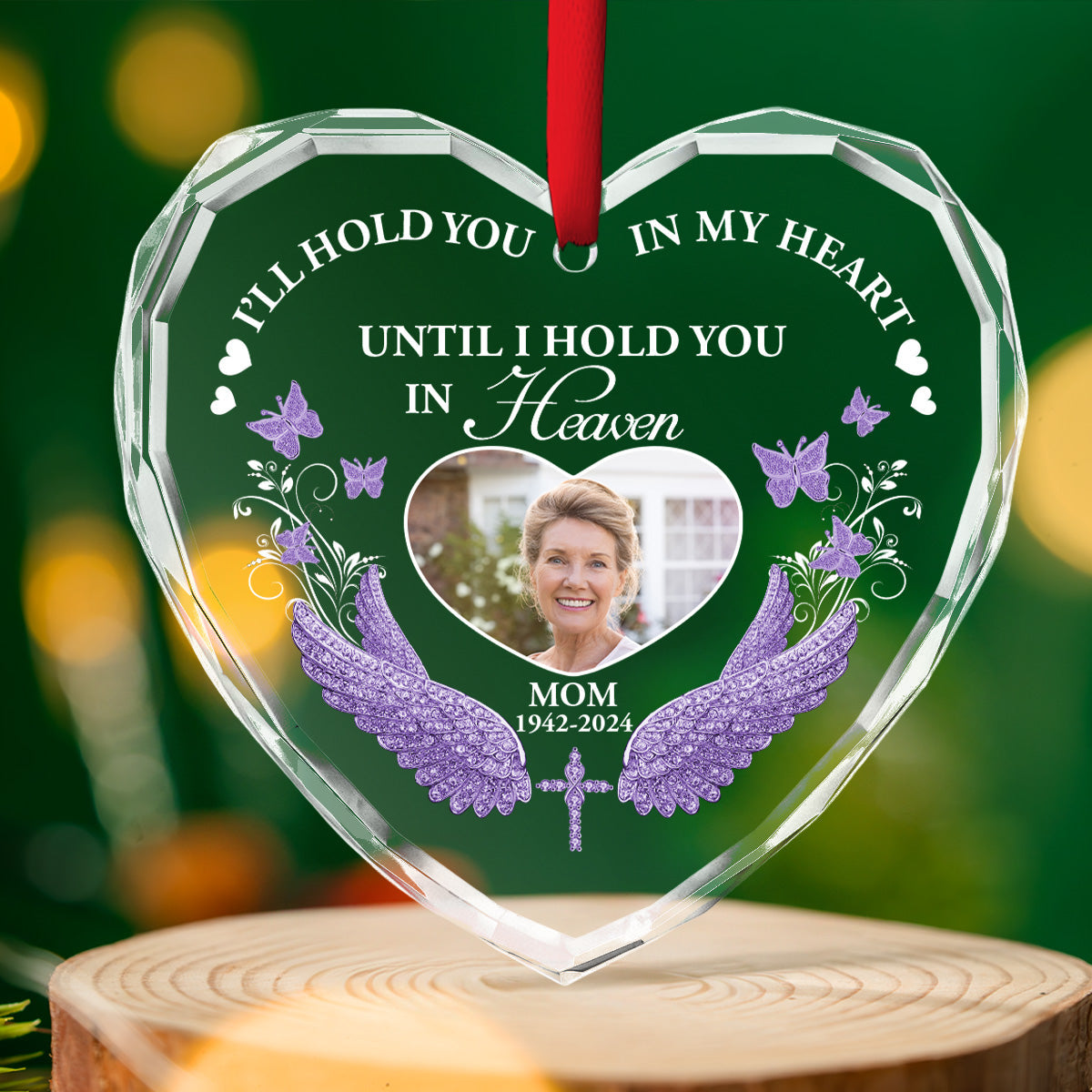 I Will Hold You in My Heart - Personalized Custom Glass Ornament