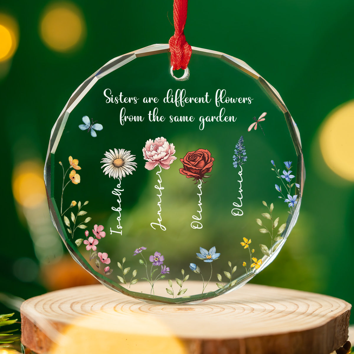 Siblings Are Different Flowers From The Same Garden - Personalized Custom Glass Ornament