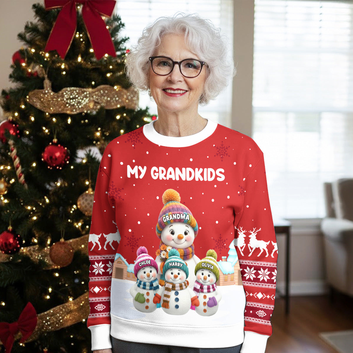 Grandkids Knitting - Personalized Custom All-Over-Print Sweatshirt