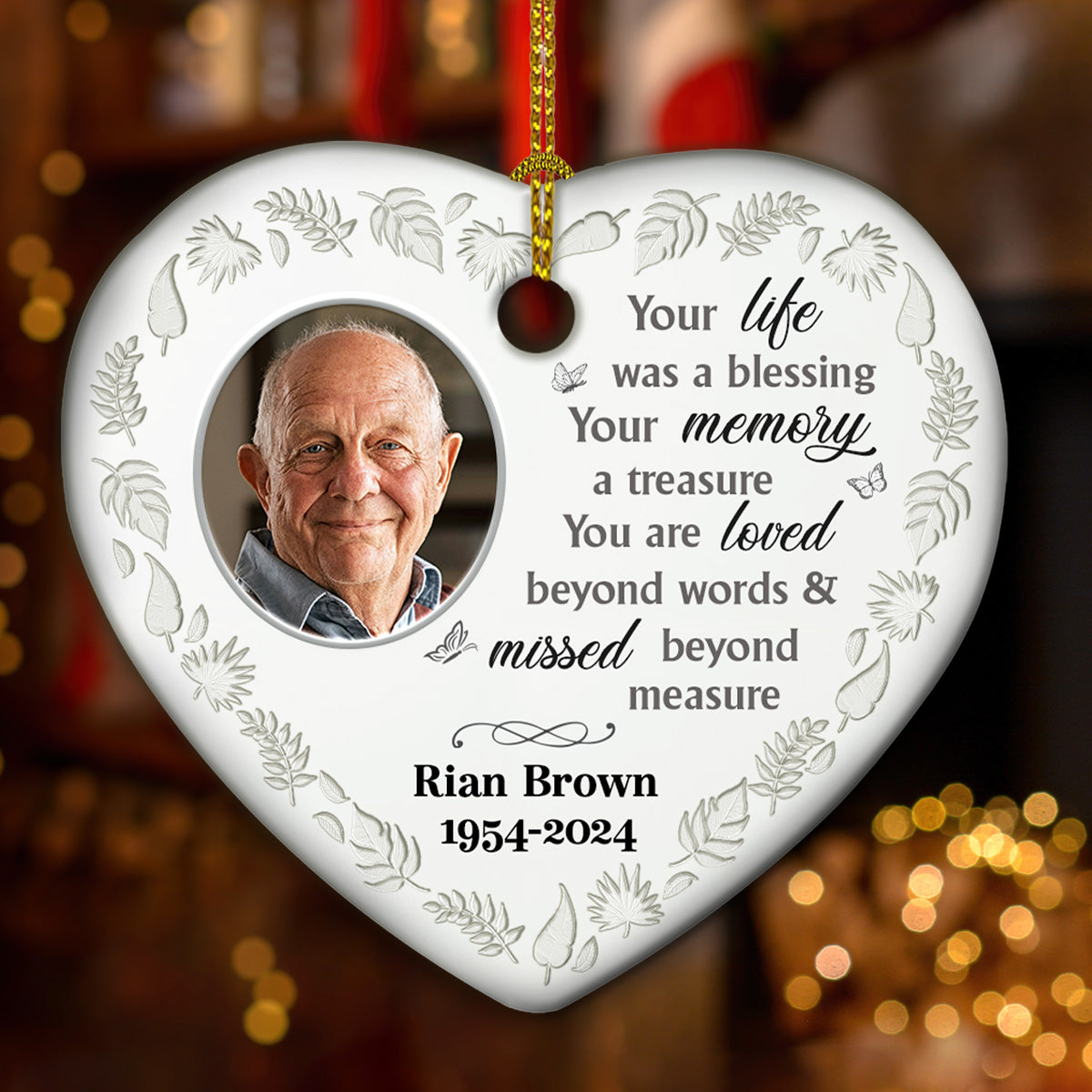 Gone Yet Not Forgotten - Personalized Custom Heart Ceramic Ornament