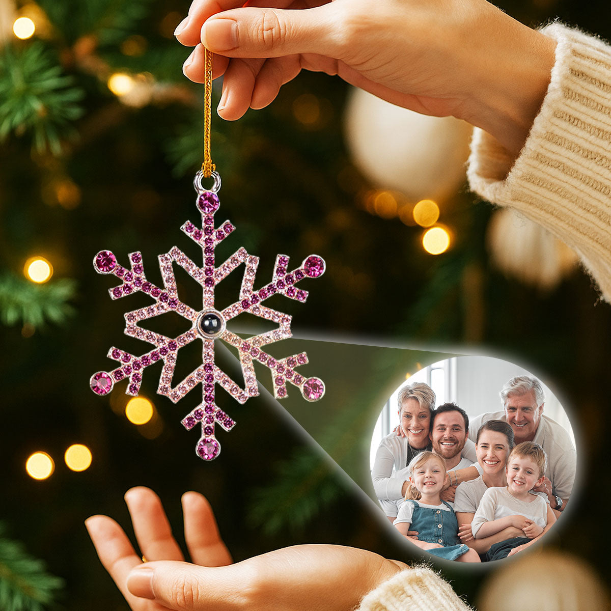 Our Family Moment - Personalized Custom Photo Snowflake Projection Ornament