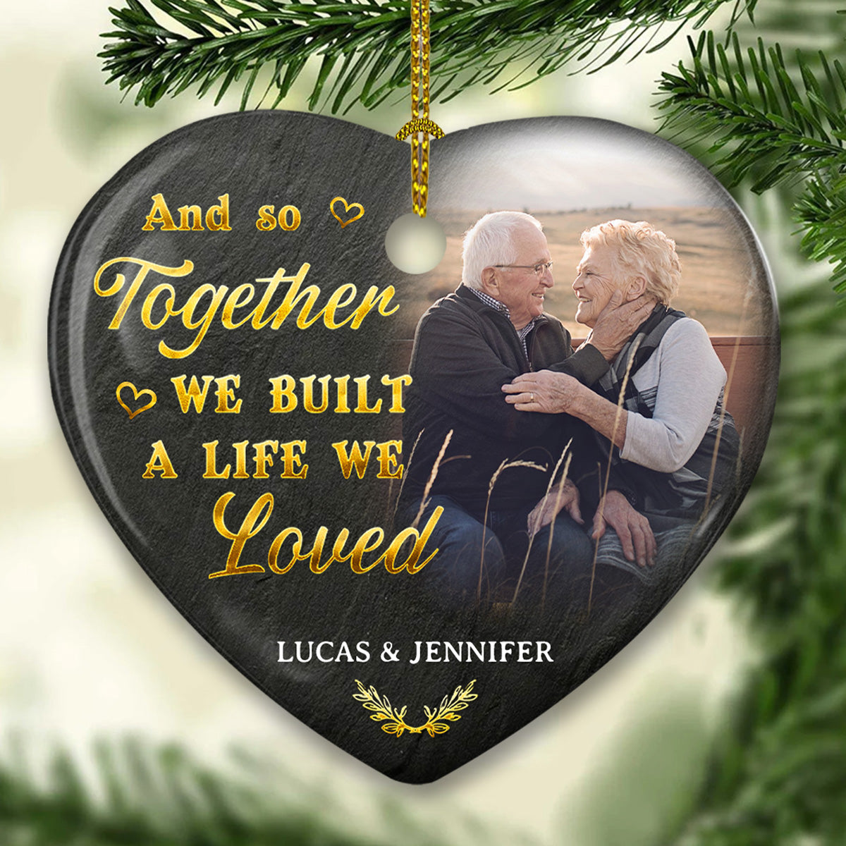 My Favorite Place Is Next To You - Personalized Custom Heart Ceramic Ornament