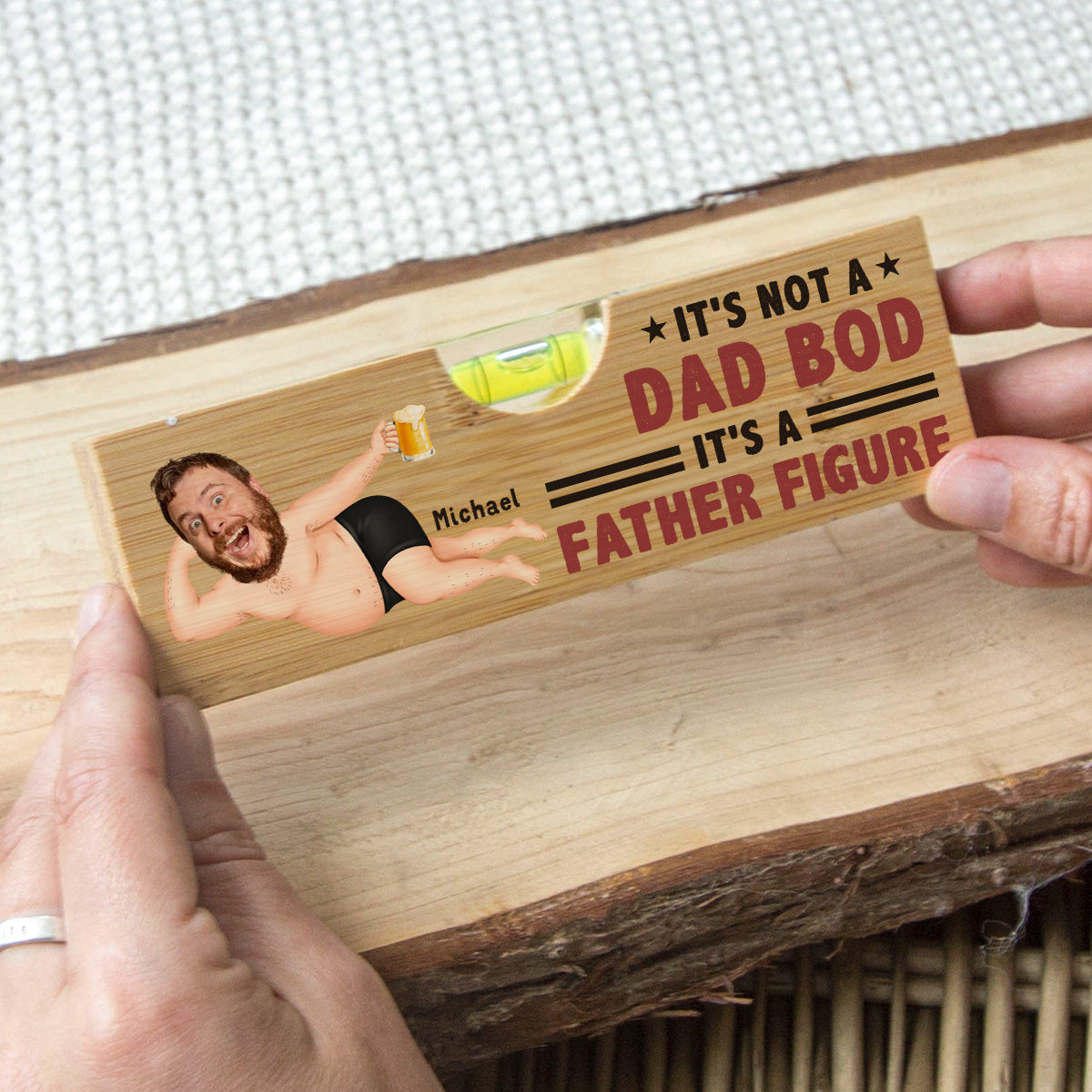 It Is A Father Figure - Personalized Custom Wooden Spirit Level Bottle Opener