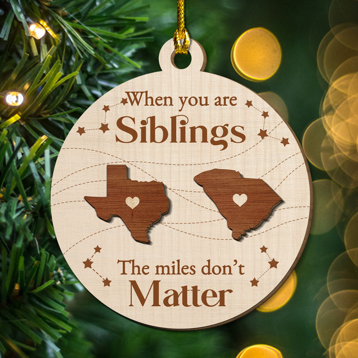 When You Are Family The Miles Do Not Matter - Personalized Custom Freeshape 2-Layered Wood Ornament