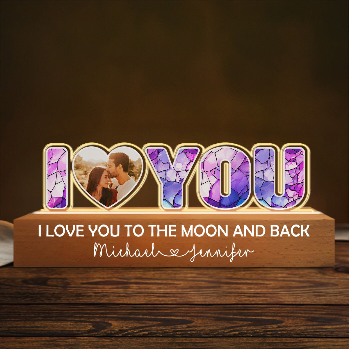 I Love You To The Moon And Back Photo - Personalized Custom Acrylic 3D LED Night Light