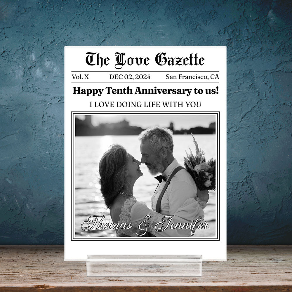 The Love Gazette - Personalized Custom Acrylic Plaque With Base