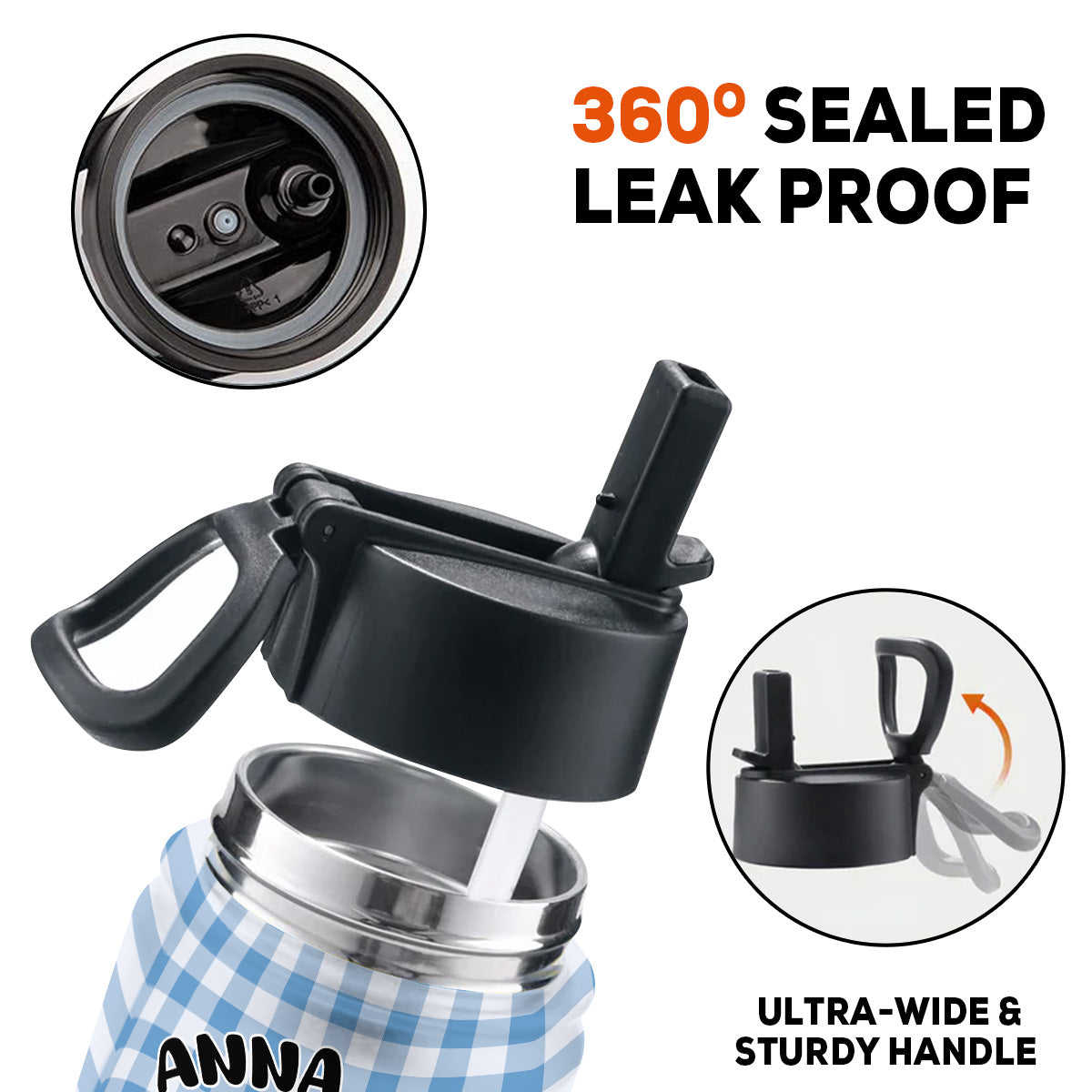 Cute Kid In Red - Personalized Custom 3D Inflated Effect Kids Water Bottle