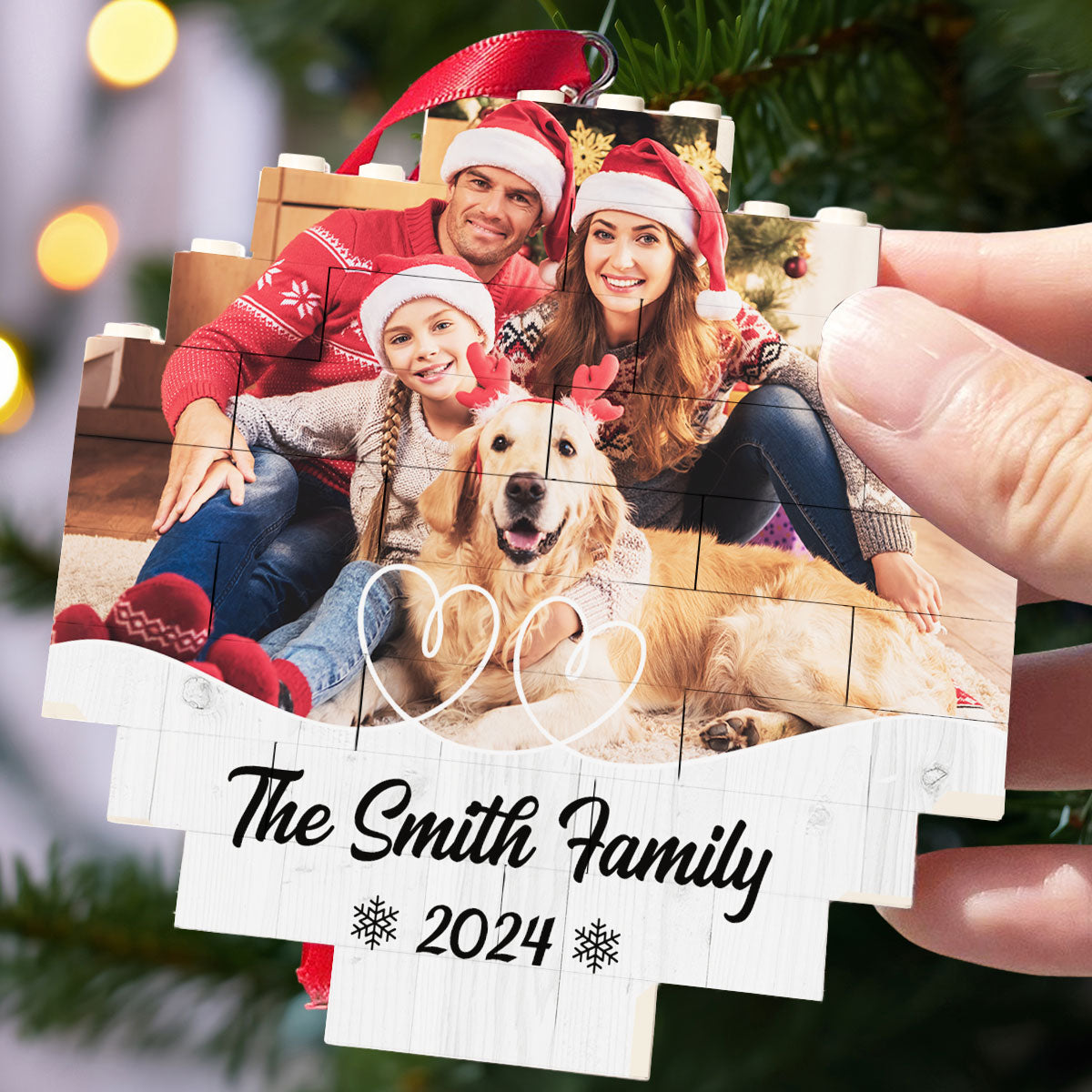 Custom Photo Family Christmas - Personalized Custom Puzzle Ornament