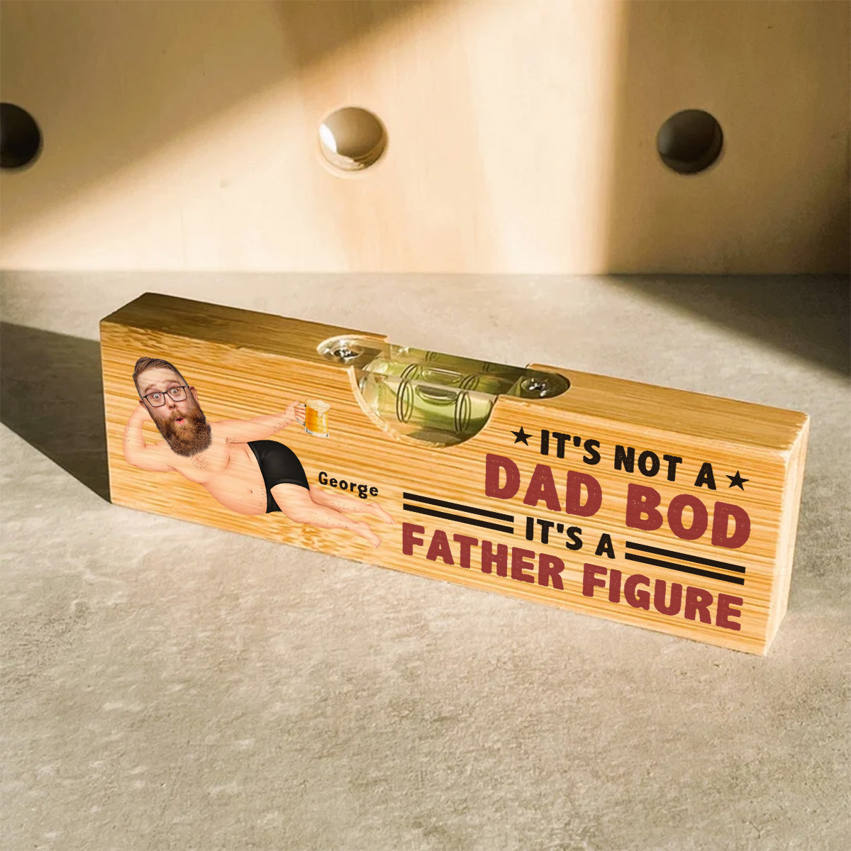 It Is A Father Figure - Personalized Custom Wooden Spirit Level Bottle Opener