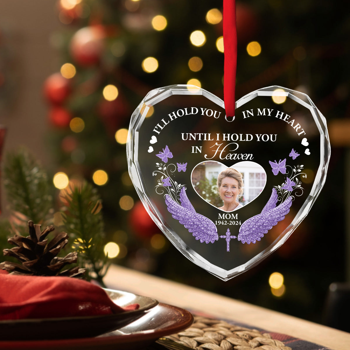 I Will Hold You in My Heart - Personalized Custom Glass Ornament