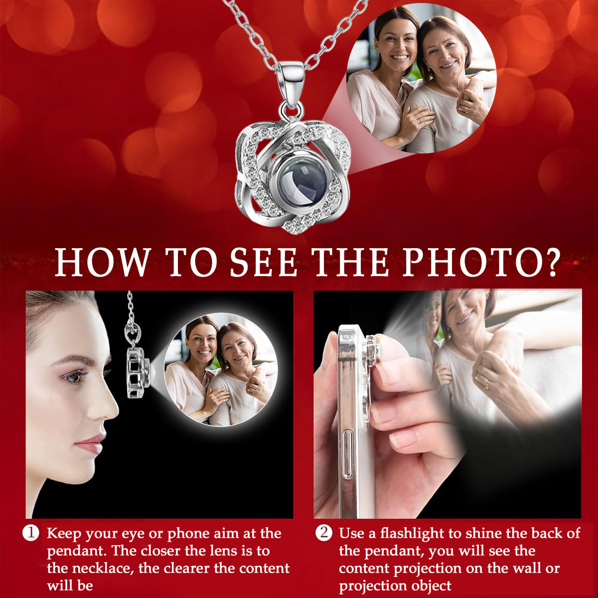 You Are Everything To Me - Personalized Custom Preserved Rose With Projection Necklace