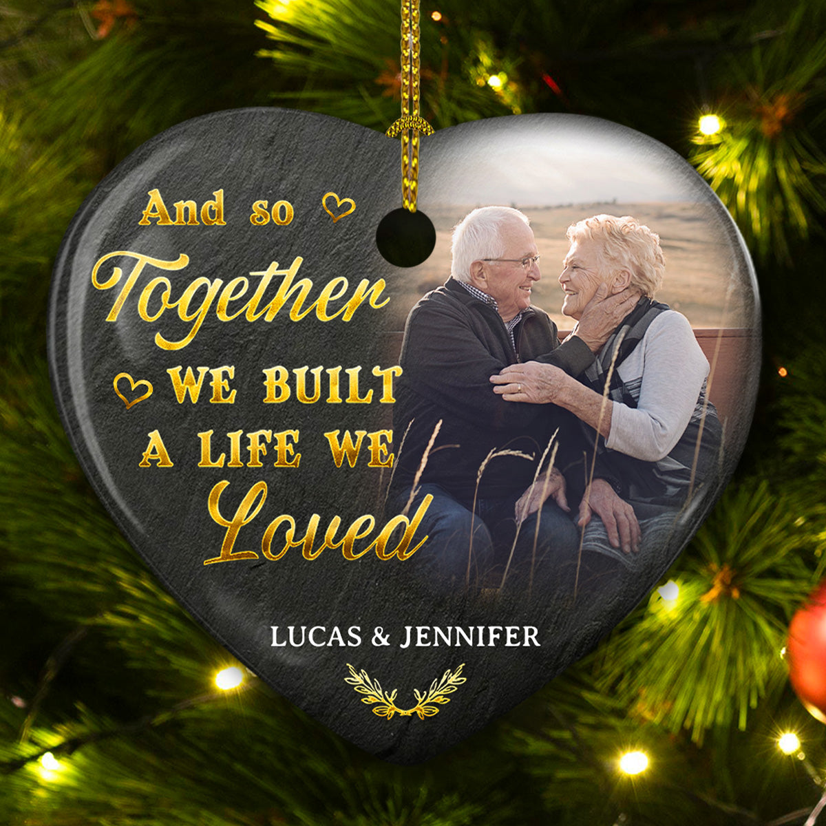 My Favorite Place Is Next To You - Personalized Custom Heart Ceramic Ornament