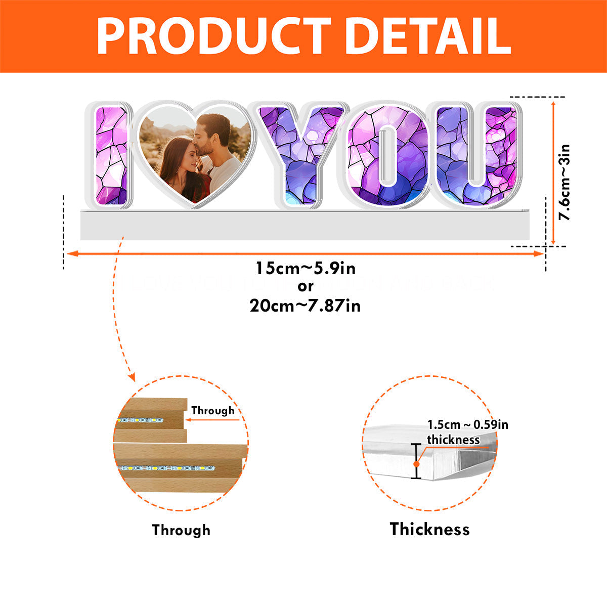 I Love You To The Moon And Back Photo - Personalized Custom Acrylic 3D LED Night Light