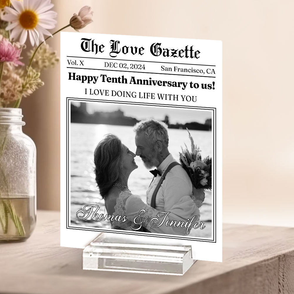 The Love Gazette - Personalized Custom Acrylic Plaque With Base