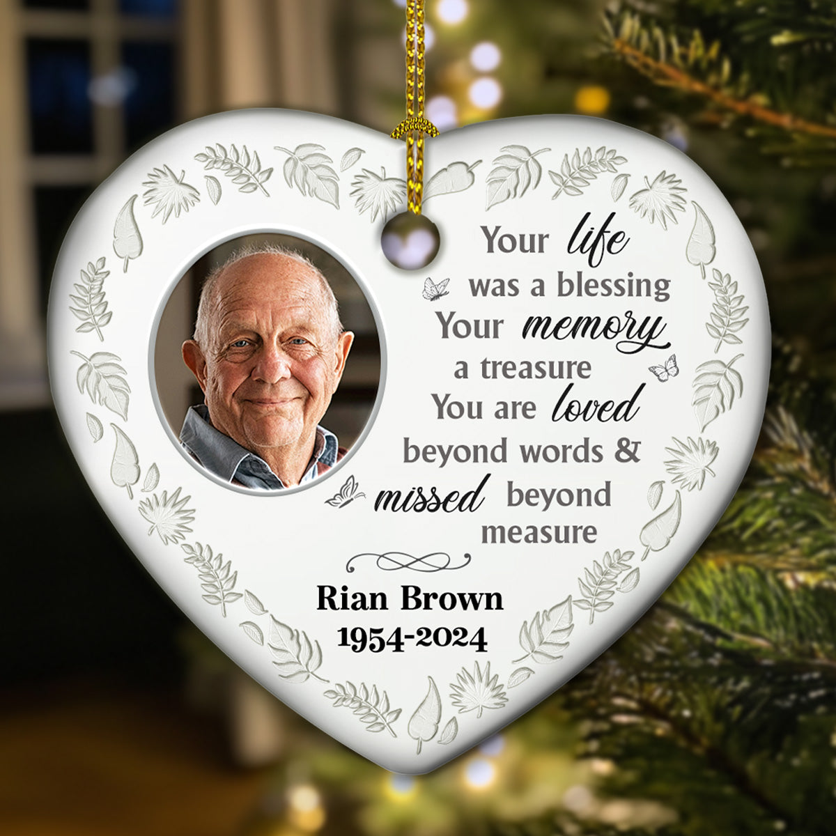 Gone Yet Not Forgotten - Personalized Custom Heart Ceramic Ornament