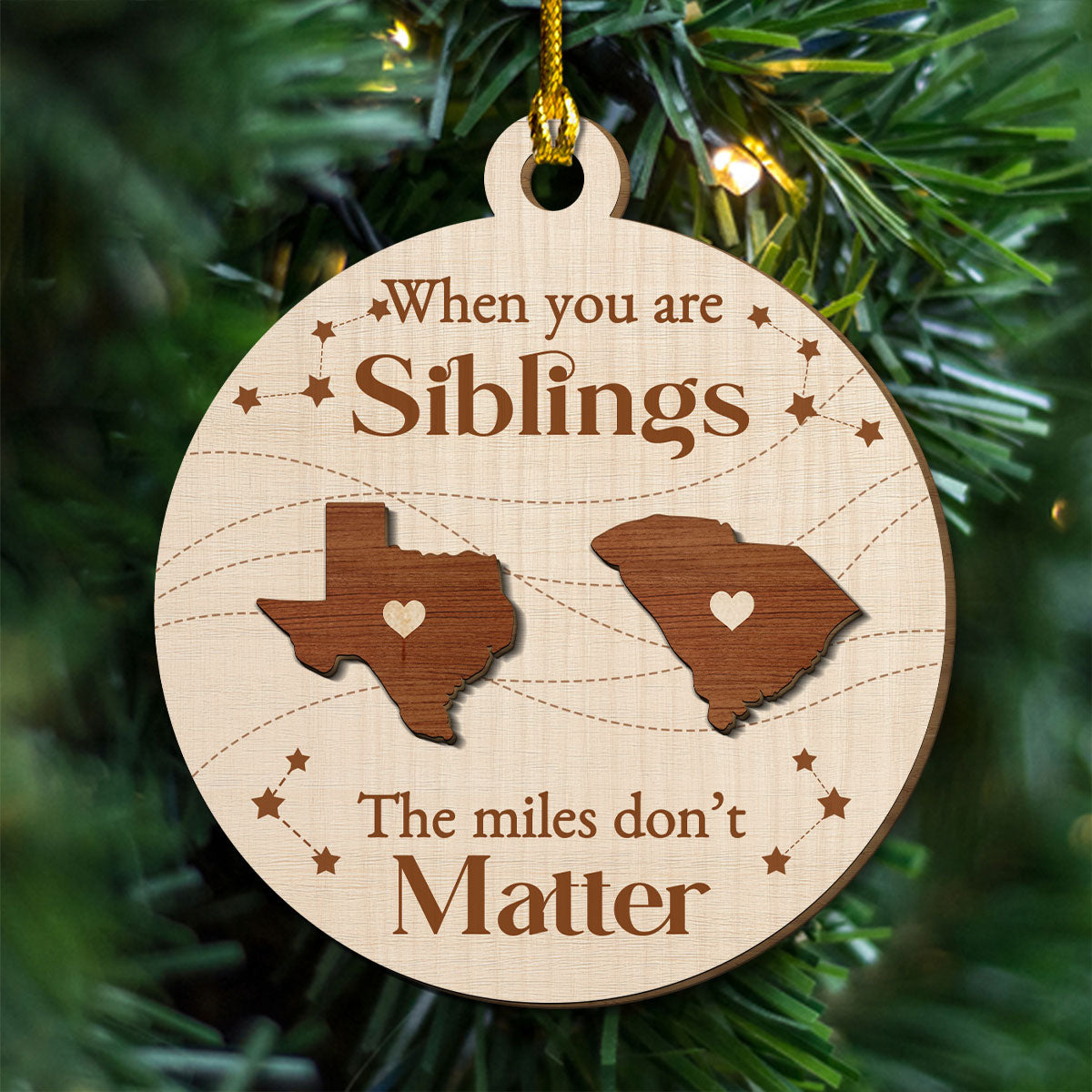 When You Are Family The Miles Do Not Matter - Personalized Custom Freeshape 2-Layered Wood Ornament