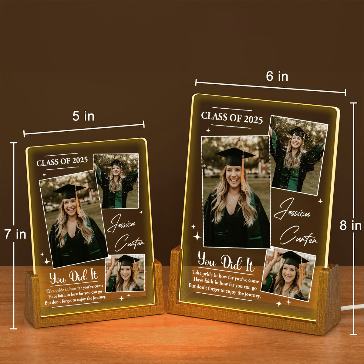 Dream Big And Keep Going - Personalized Custom Plaque With Walnut Base