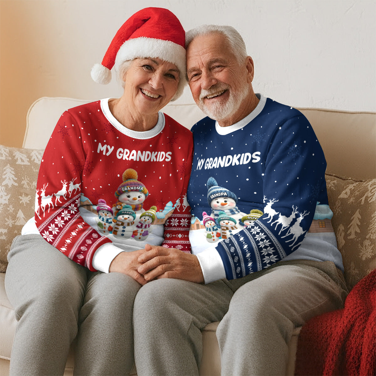 Grandkids Knitting - Personalized Custom All-Over-Print Sweatshirt