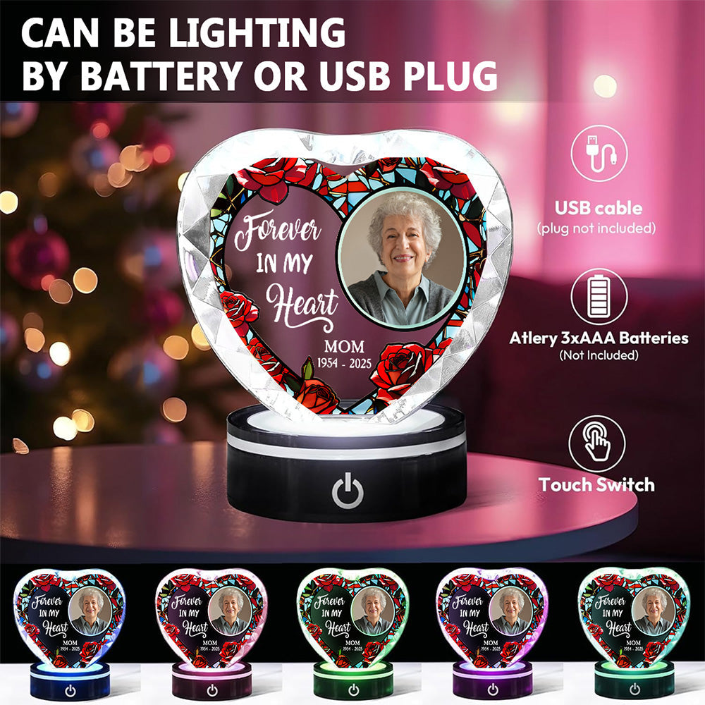 Forever In My Heart Version 2 - Personalized Custom Crystal Led Light