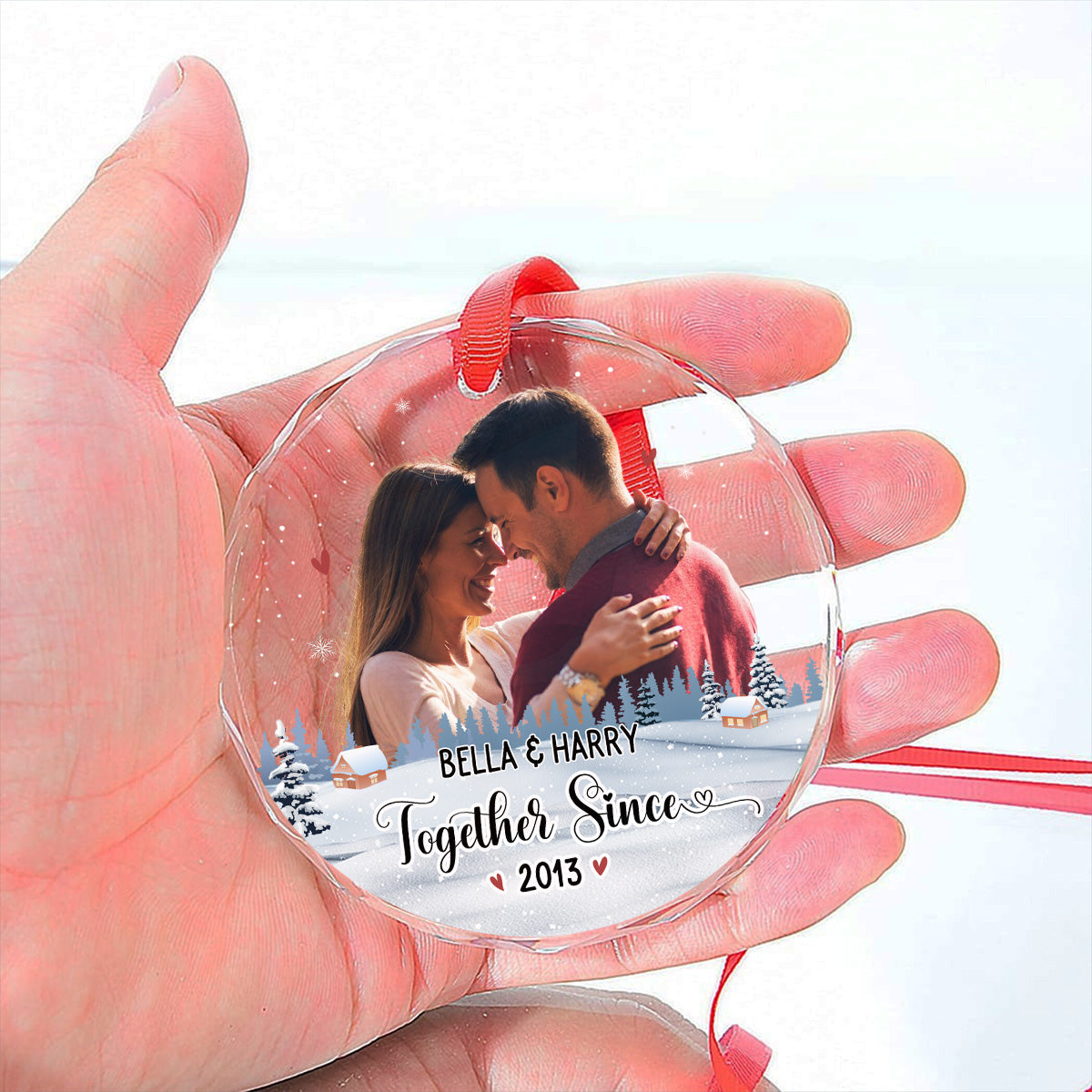 Our First Christmas Photo - Personalized Custom Glass Ornament