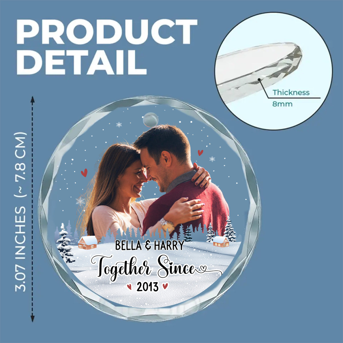 Our First Christmas Photo - Personalized Custom Glass Ornament