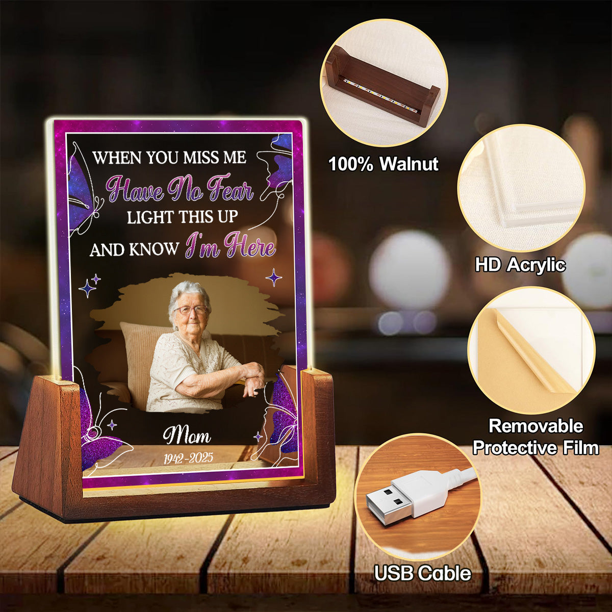 When You Miss Me - Personalized Custom Plaque With Walnut Base