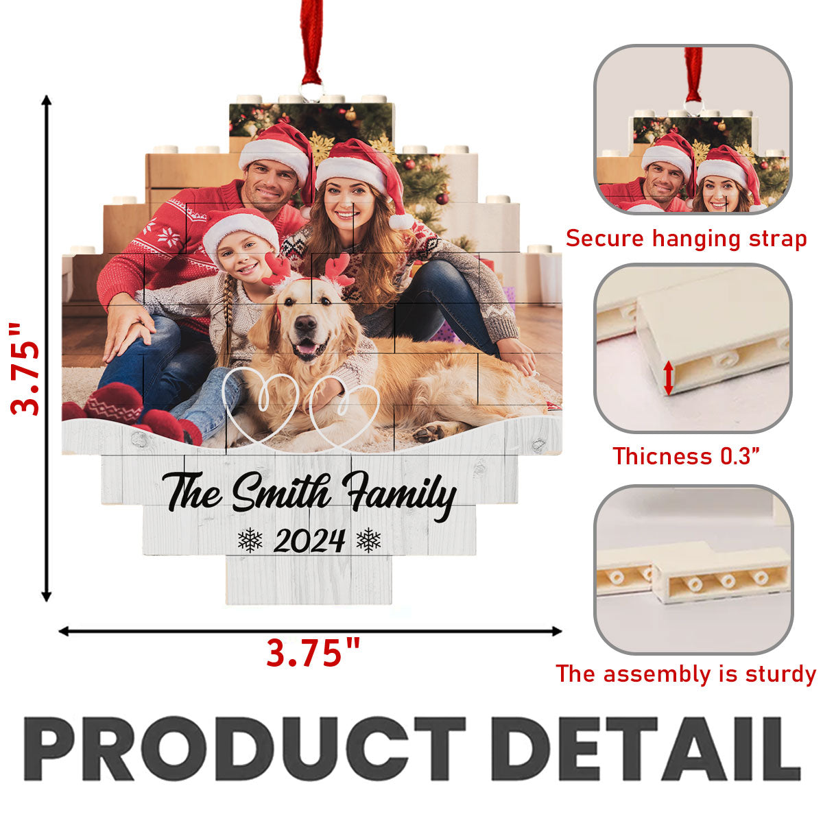 Custom Photo Family Christmas - Personalized Custom Puzzle Ornament