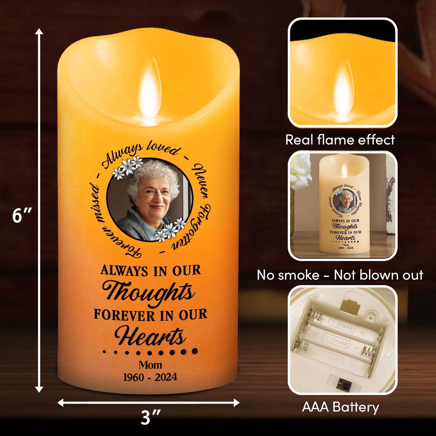 Always In Our Thoughts - Personalized Custom LED Candle