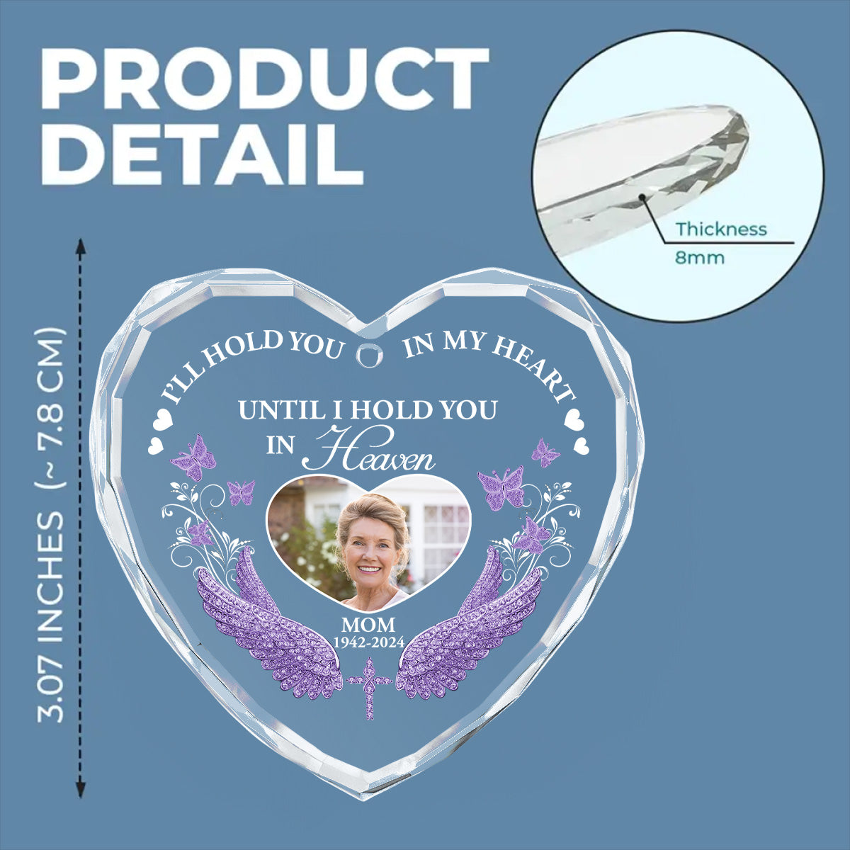 I Will Hold You in My Heart - Personalized Custom Glass Ornament