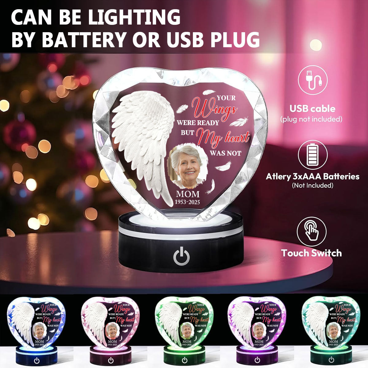 Your Wings Were Ready - Personalized Custom Crystal Led Light