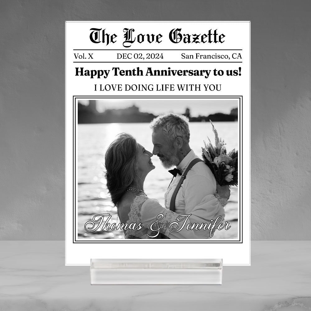 The Love Gazette - Personalized Custom Acrylic Plaque With Base
