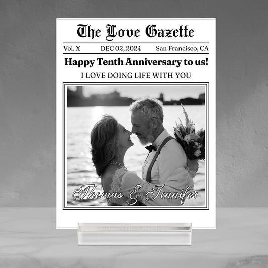 The Love Gazette - Personalized Custom Acrylic Plaque With Base