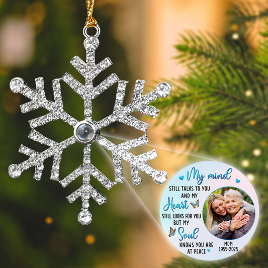 My Mind Still Talks To You - Personalized Custom Photo Snowflake Projection Ornament