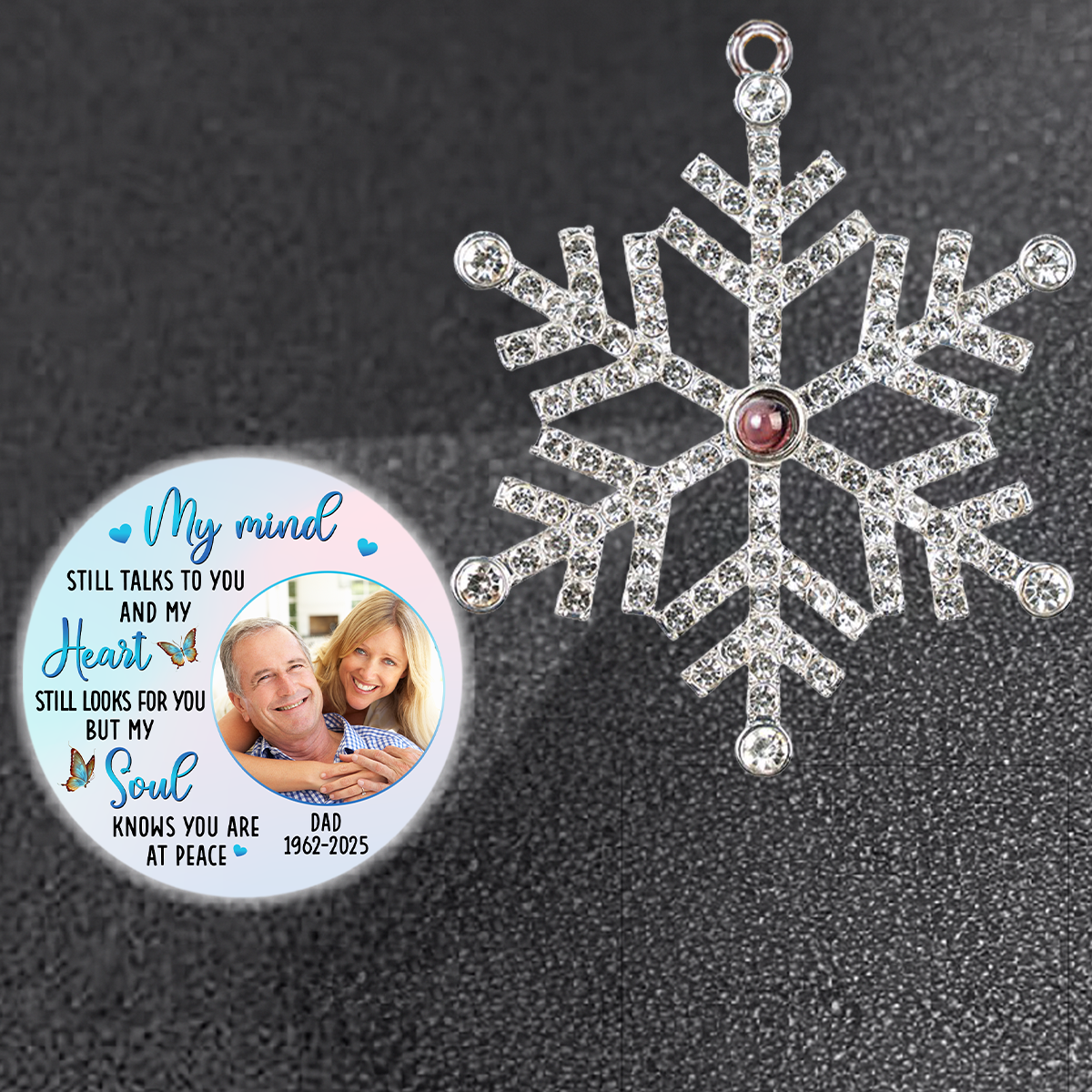 My Mind Still Talks To You - Personalized Custom Photo Snowflake Projection Ornament