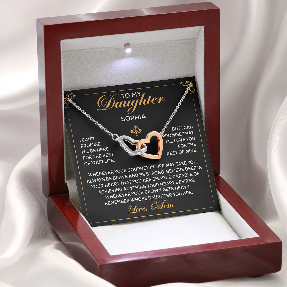 Remember Whose Daughter You Are - Personalized Custom Interlocking Heart Necklace
