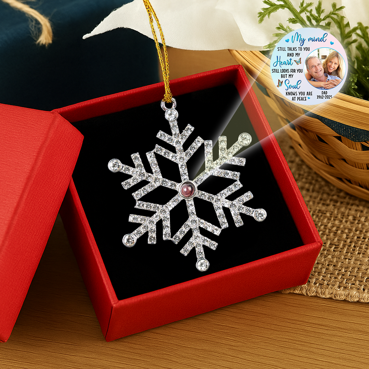 My Mind Still Talks To You - Personalized Custom Photo Snowflake Projection Ornament