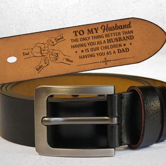 Dad Of Our Children  - Personalized Engraved Leather Belt