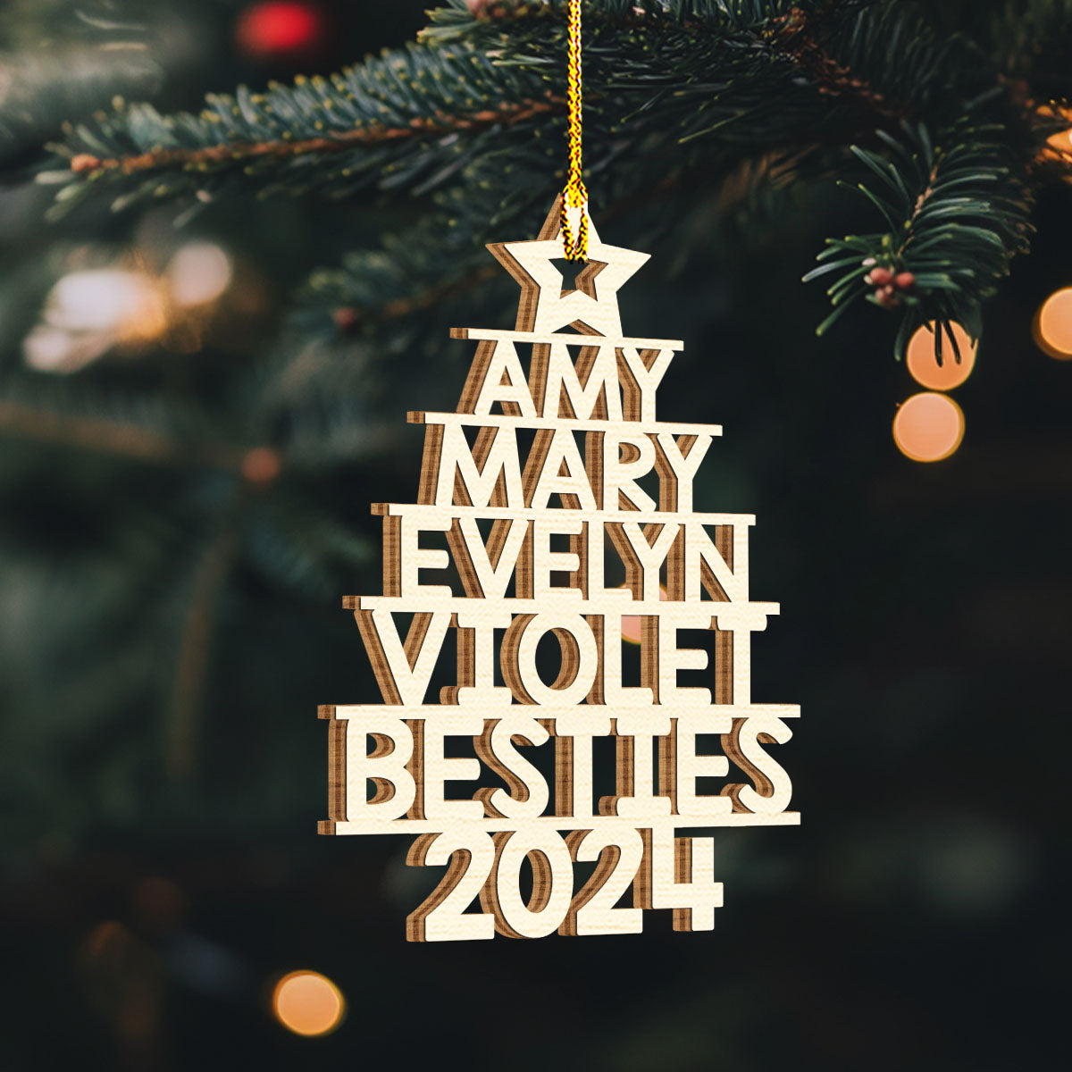 Family Name 2024 - Personalized Custom 1-layered Wood Ornament