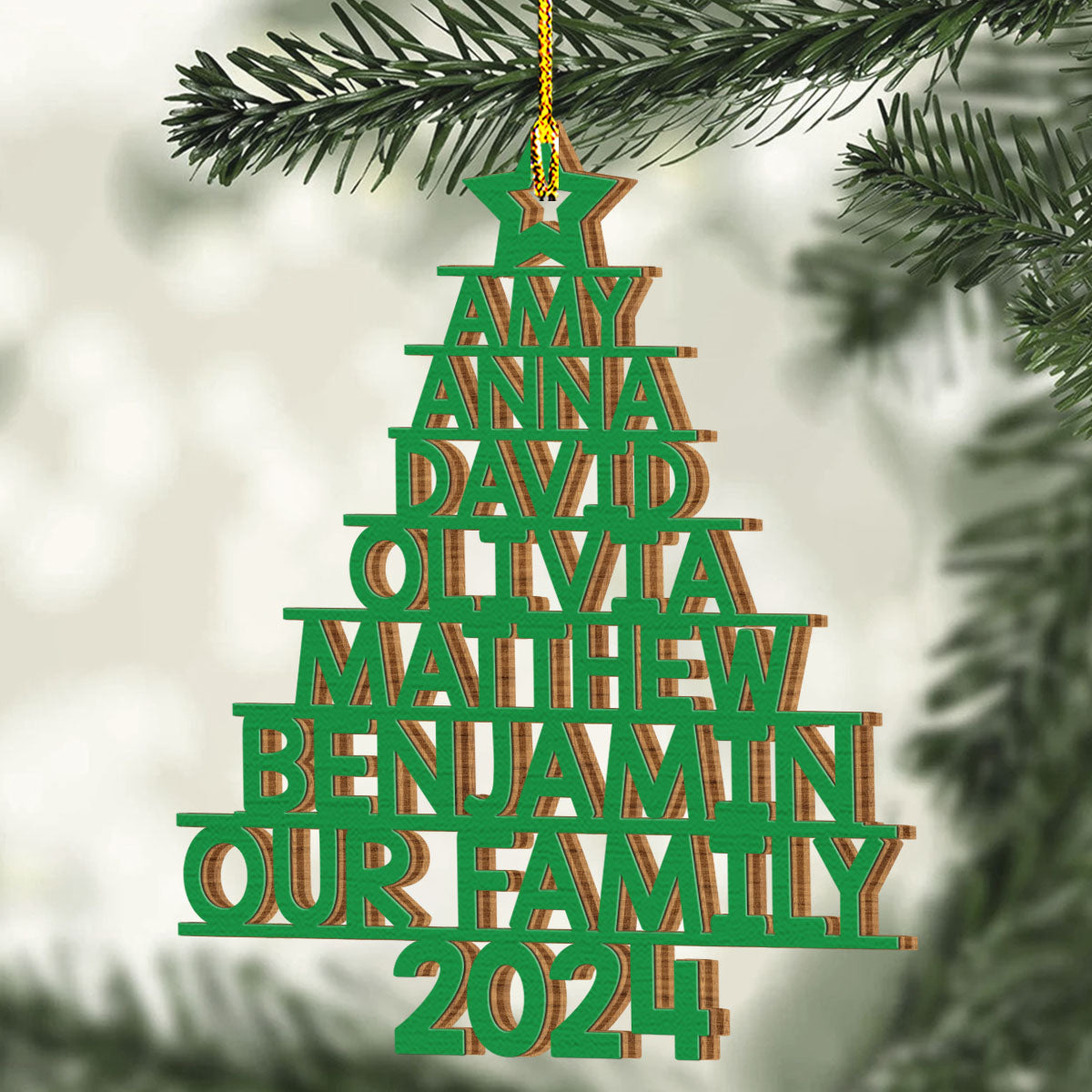 Family Name 2024 - Personalized Custom 1-layered Wood Ornament