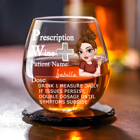Drink One Measure Daily - Personalized Custom Wine Glass