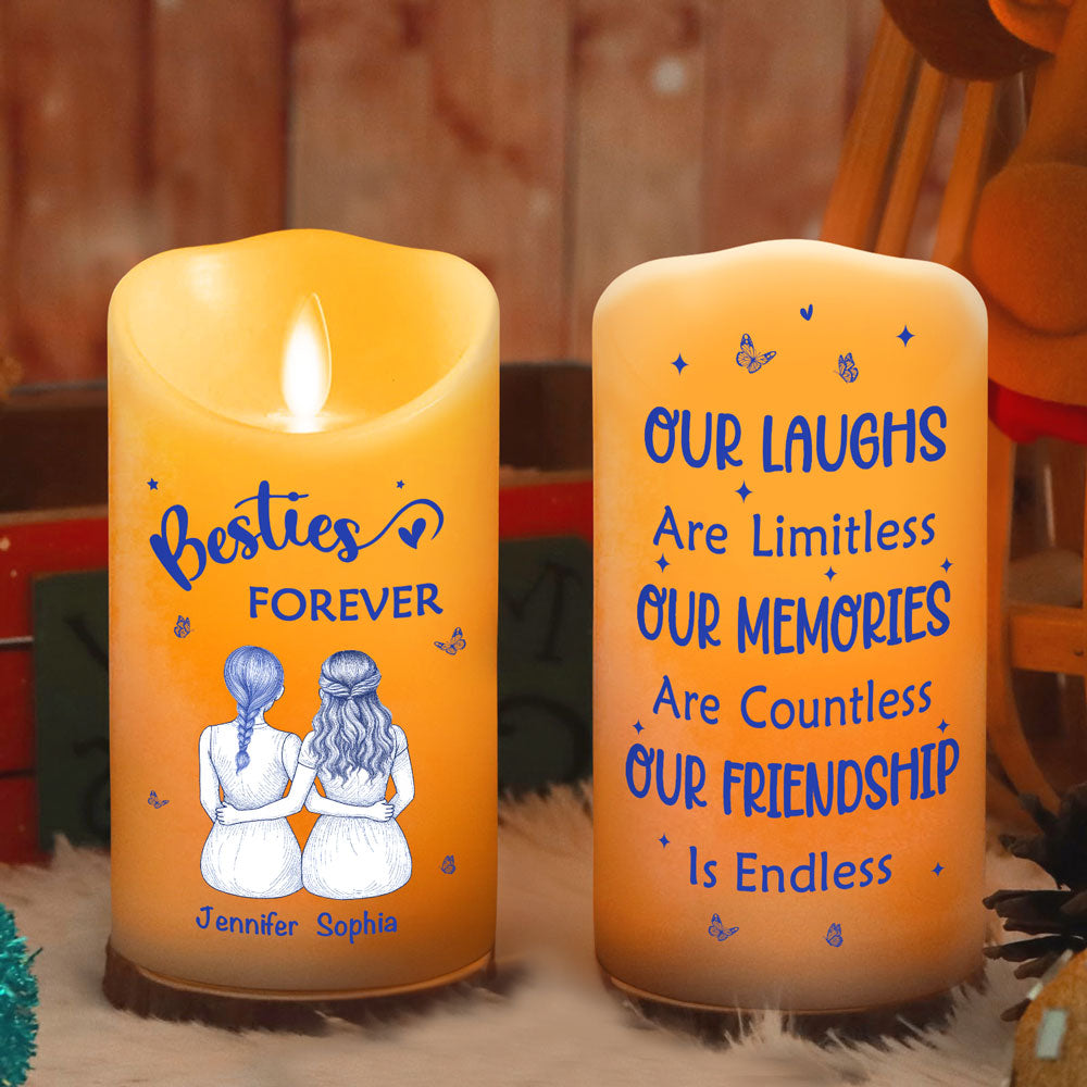Our Friendship Is Endless Blue Toile - Personalized Custom LED Candle