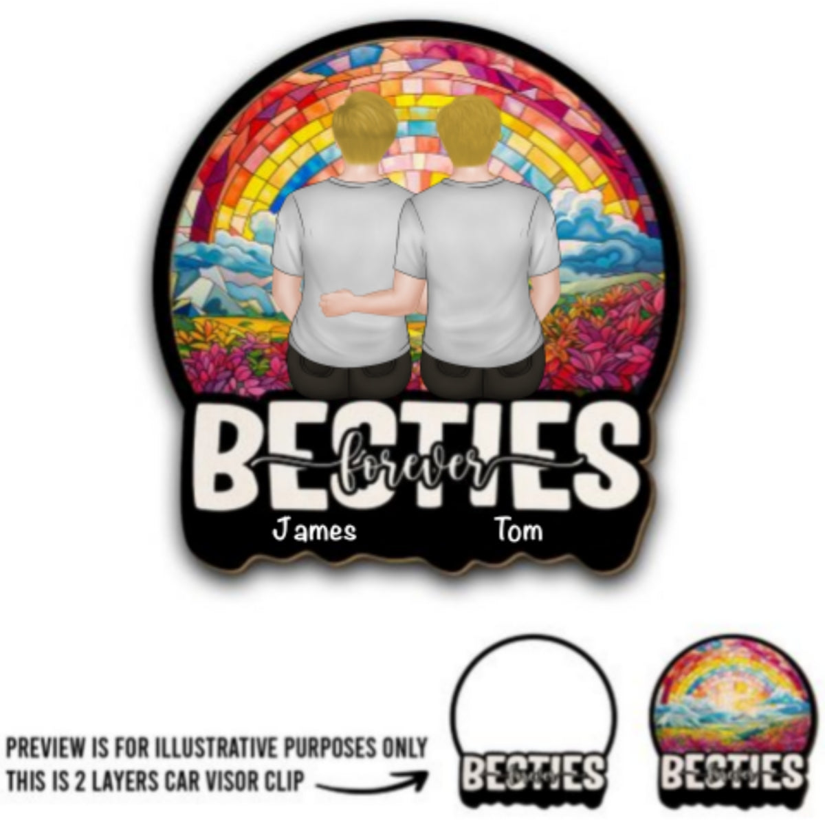 Friends Sitting Together - Personalized Custom Car Visor Clip