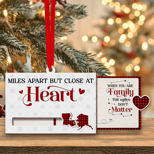 Miles Apart But Close At Heart - Personalized Custom Slide Ornament