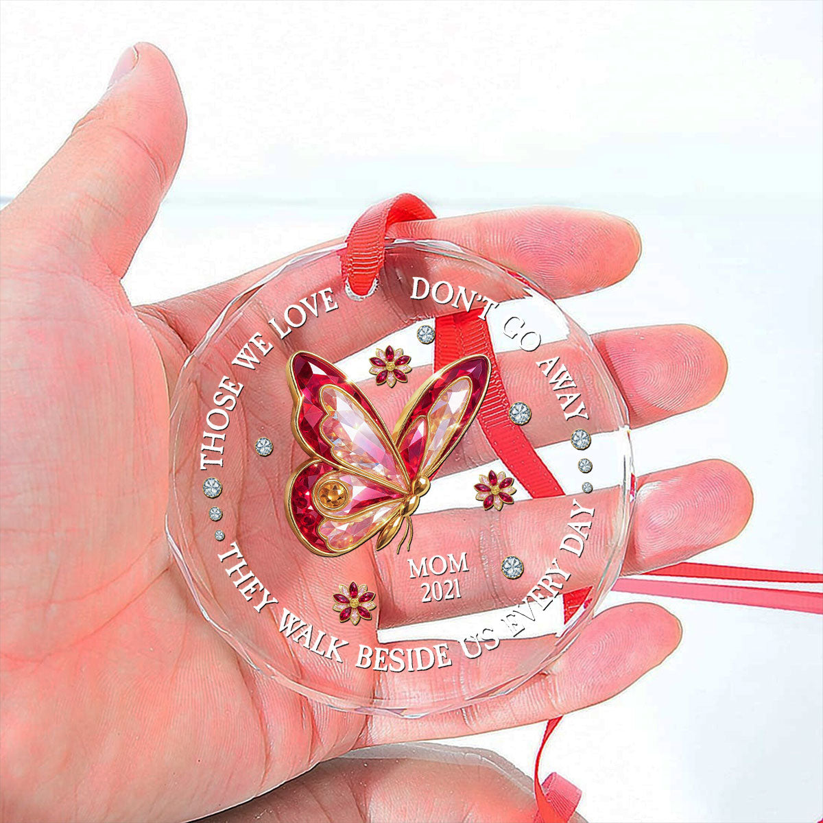 Walk Beside Us - Personalized Custom Glass Ornament