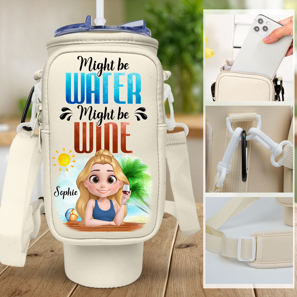 Might Be Wine - Personalized Custom 40oz Water Bottle Carrier Bag