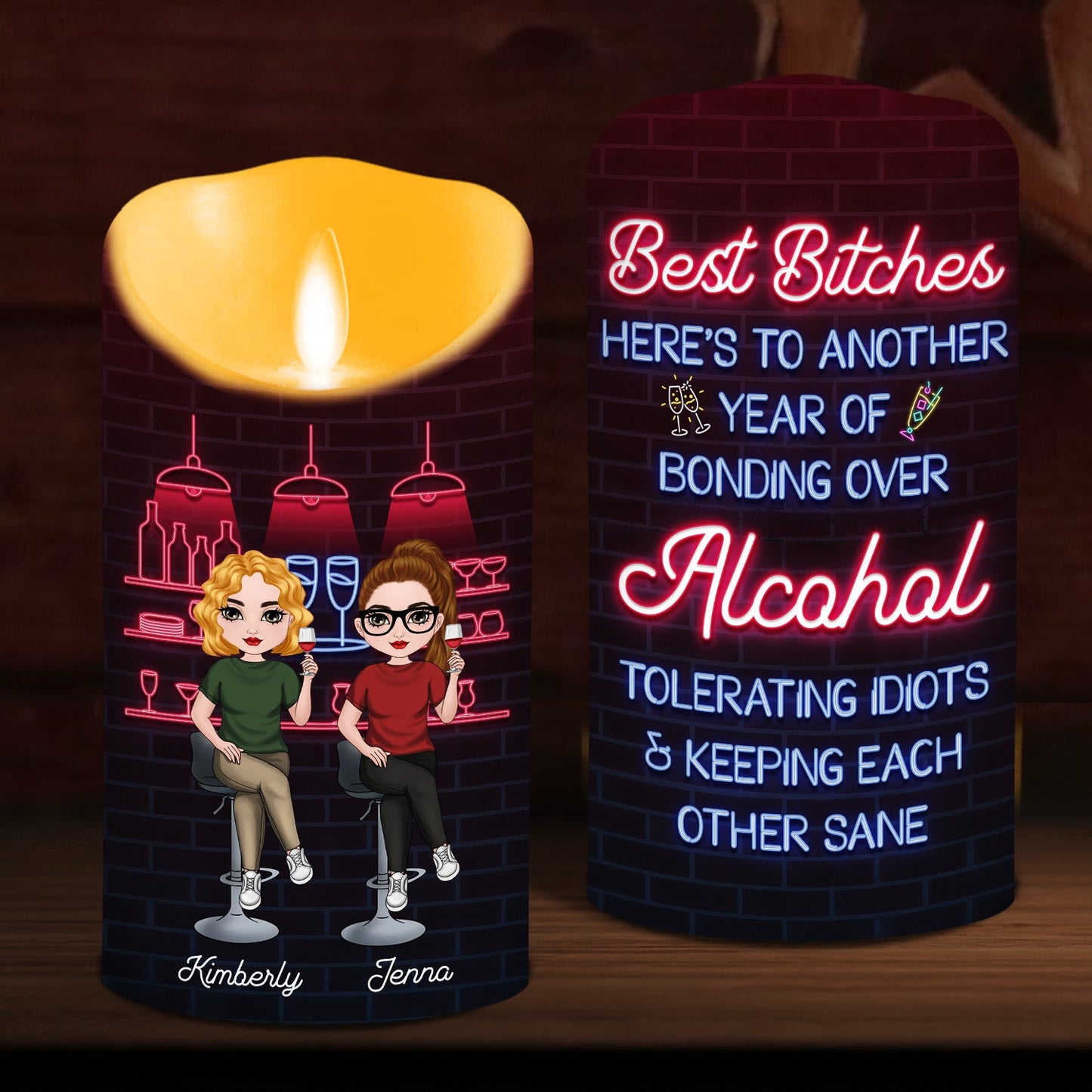 Alcohol Best Friends - Personalized Custom LED Candle