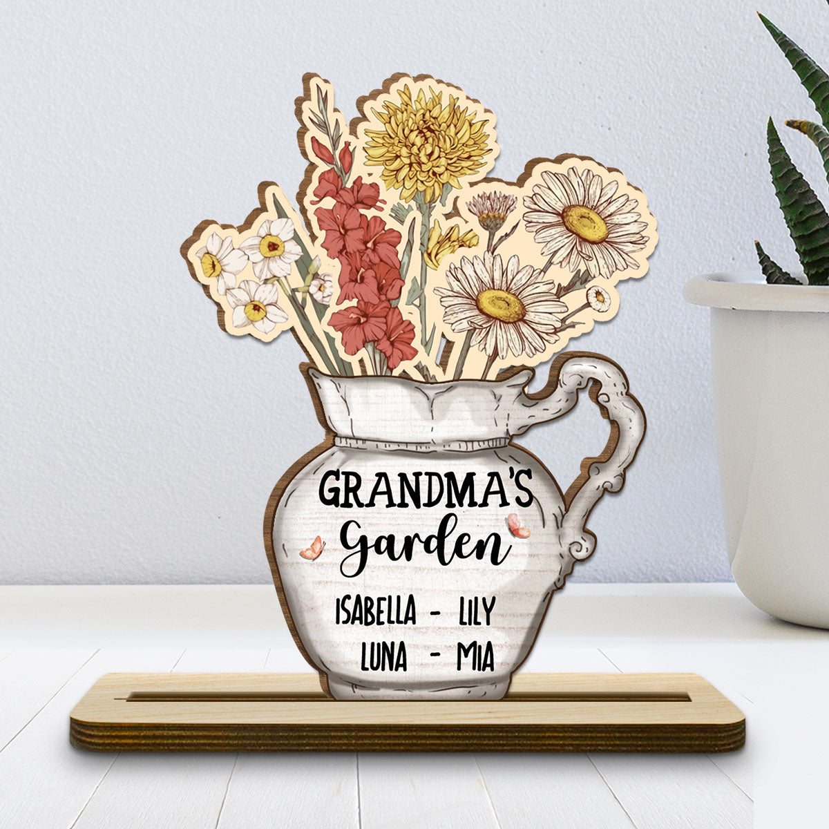 Our Love Grows With You - Personalized Custom 2-Layer Wood Plaque With Flat Base