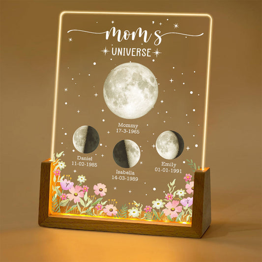 Momma Love Brighter Than Moon - Personalized Custom Plaque With Walnut Base